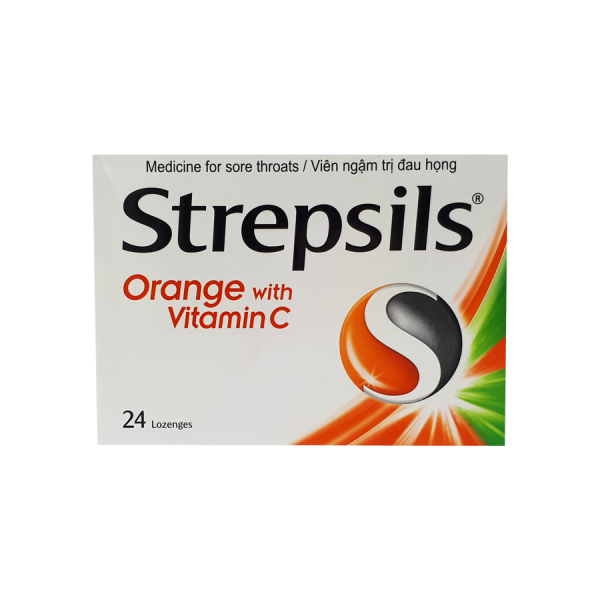 Strepsils Orange Viên Ngậm Giảm Đau Họng (Hộp 24 Viên)